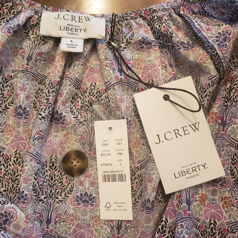 Tie-sleeve button-front organic cotton dress in Liberty® L BG129 NWT SOLD OUT - Picture 10 of 12
